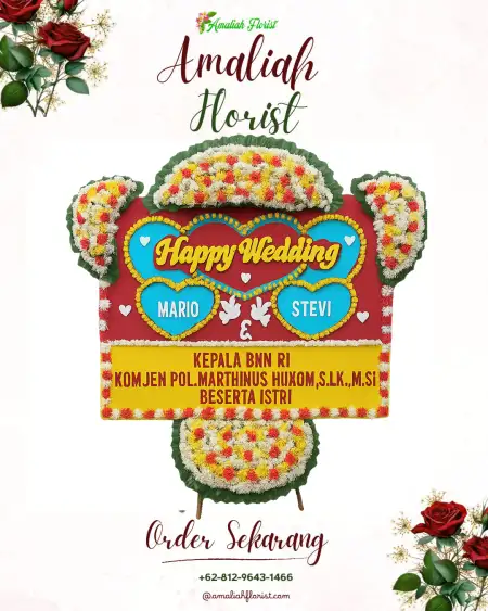 Papan Bunga Pernikahan Tunggal Warga